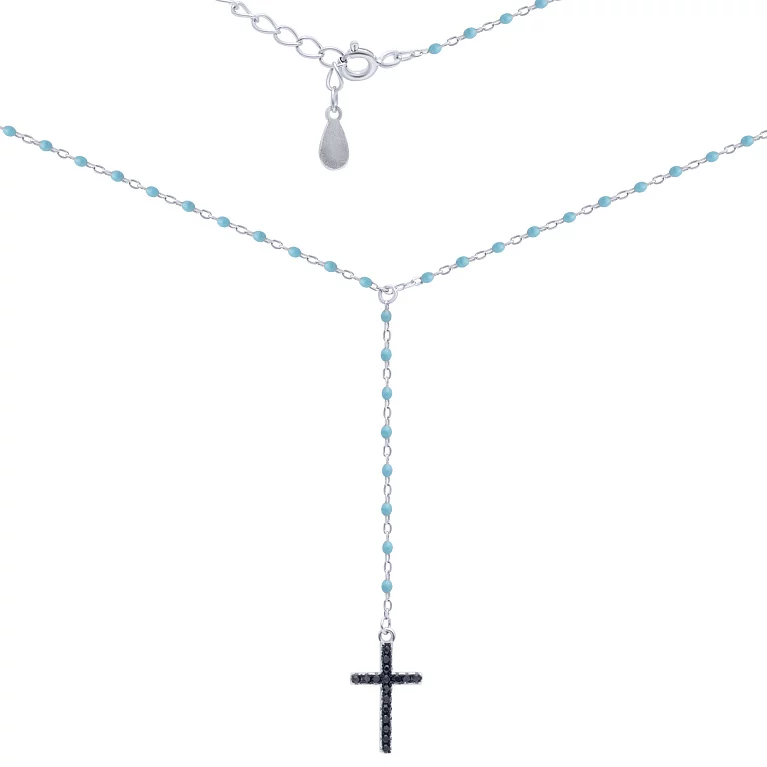 Колье-галстук из серебра с крестиком якорное плетение. Артикул 7507/FN3308/226: цена, отзывы, фото – купить в интернет-магазине AURUM