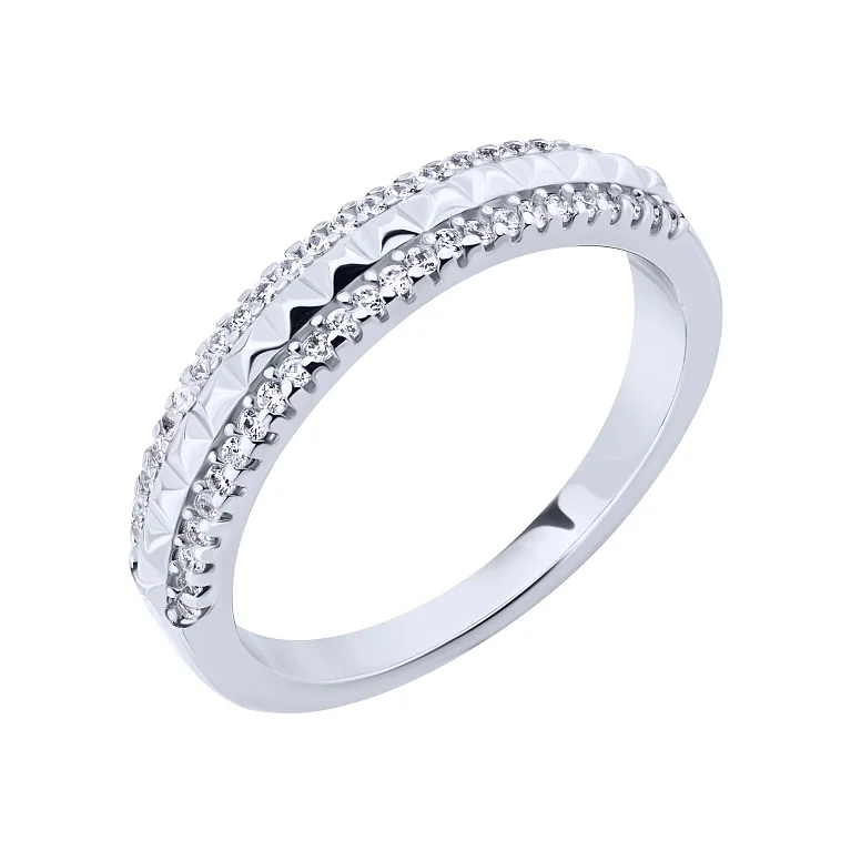 Кольцо из серебра с дорожками фианитов - 2122851
