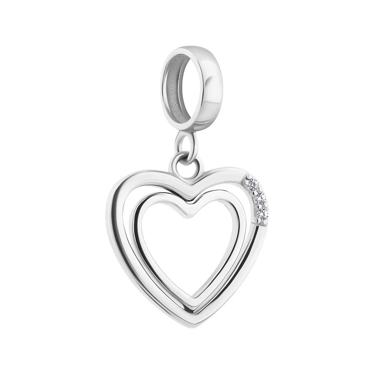 Підвіс у білому золоті "Серце" з фіанітами - 2143013