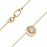 Ланцюжок з підвісом і діамантом в червоному золоті якірне плетіння - 2078381