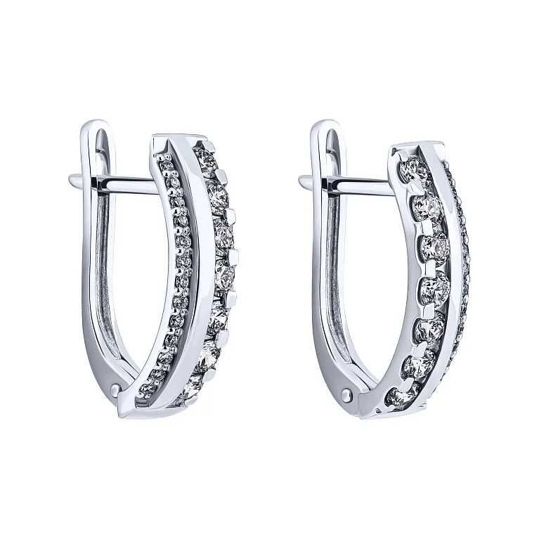 Ексклюзивні сережки з білого золота з діамантами - 1458925