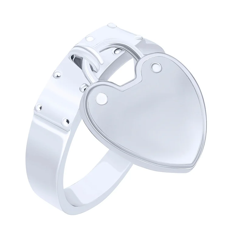 Кольцо серебряное с подвесным сердечком - 1611525