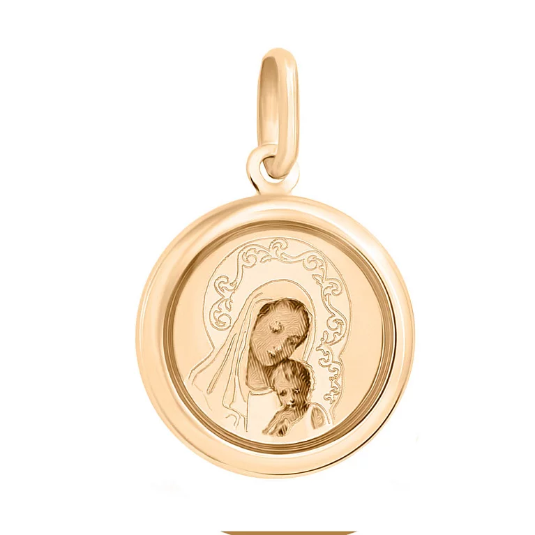 Золота ладанка "Божа Матір з немовлям". Артикул 420951: ціна, відгуки, фото – купити в інтернет-магазині AURUM