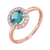 Каблучка з червоного золота з турмаліном та фіанітами - 2086455