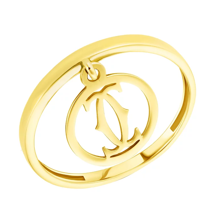 Кольцо из лимонного золота с подвеской. Артикул 154749ж: цена, отзывы, фото – купить в интернет-магазине AURUM