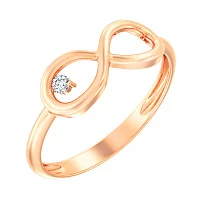 Кольцо Бесконечность из красного золота с цирконием. Артикул 141129: цена, отзывы, фото – купить в интернет-магазине AURUM