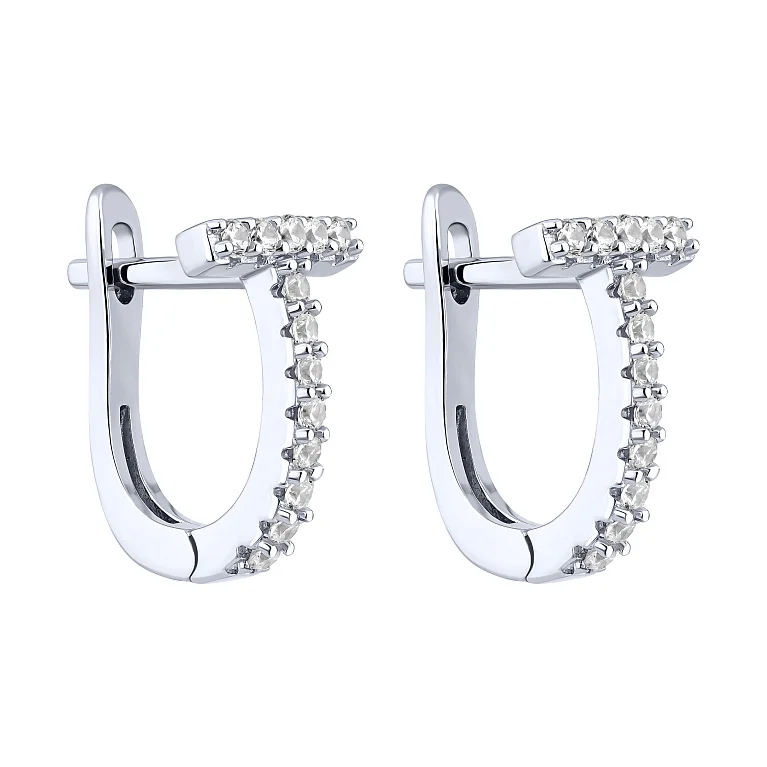 Срібні сережки з фіанітами - 2187085