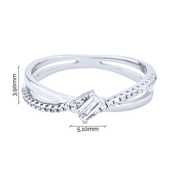 Серебряное двойное кольцо с фианитами - 2076769