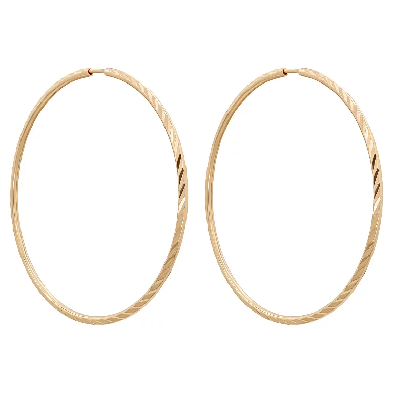 Сережки-кольца из красного золота с алмазной гранью. Артикул 2008004101: цена, отзывы, фото – купить в интернет-магазине AURUM