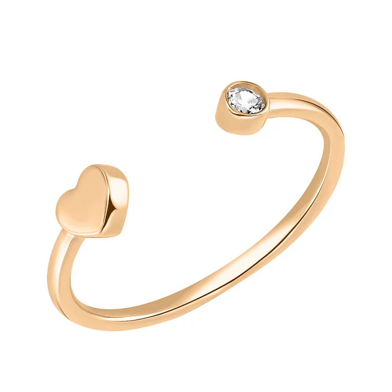 Кольцо золотое на фалангу "Сердце" с фианитом. Артикул 155559: цена, отзывы, фото – купить в интернет-магазине AURUM