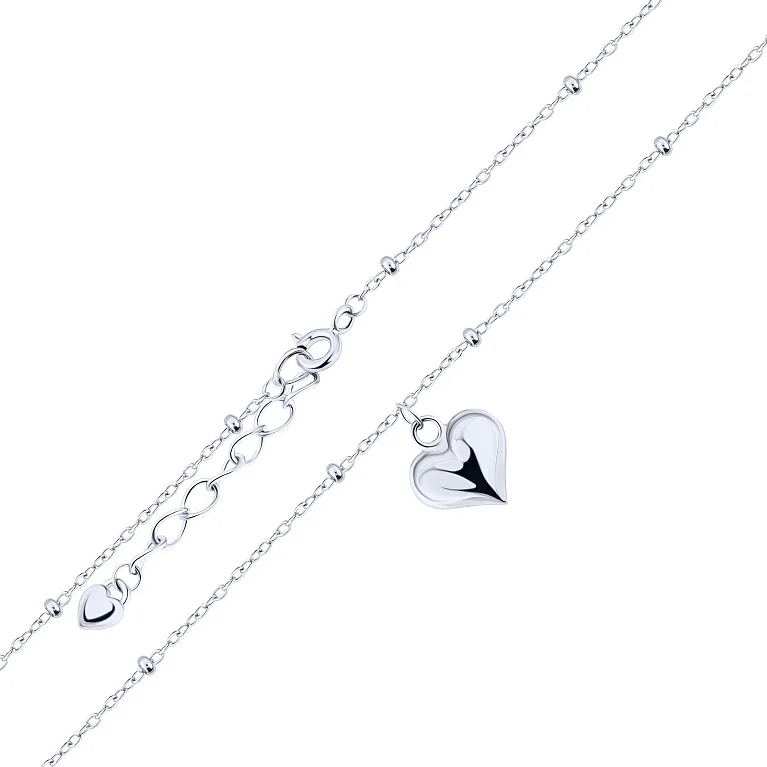 Серебряная цепочка с подвесом "Сердце" плетения якорь - 2187648