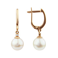 Золоті сережки з діамантами і перлинами. Артикул 2104966201: ціна, відгуки, фото – купити в інтернет-магазині AURUM