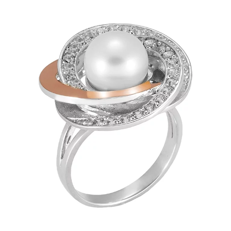 Серебряные кольцо с жемчугом и фианитом. Артикул Богема: цена, отзывы, фото – купить в интернет-магазине AURUM