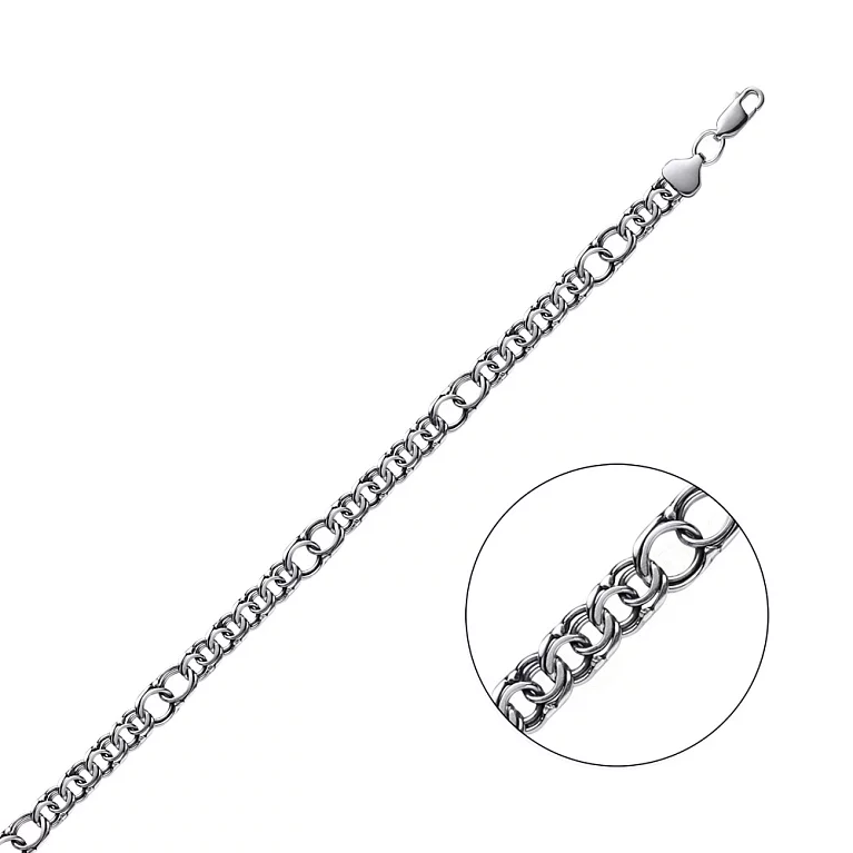 Браслет зі срібла з чорнінням плетіння бісмарк. Артикул 7909/2057-ч: ціна, відгуки, фото – купити в інтернет-магазині AURUM