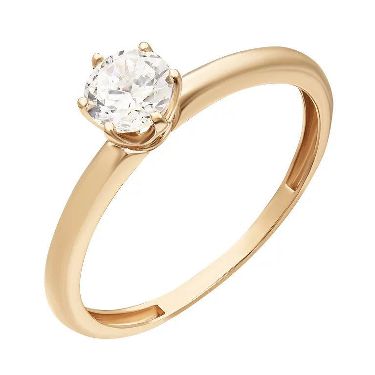 Кольцо на помолвку из красного золота с фианитом. Артикул 110216201: цена, отзывы, фото – купить в интернет-магазине AURUM