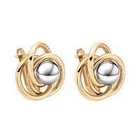 Сережки "Кульки" з переплетенням у комбінованому золоті - 2139314