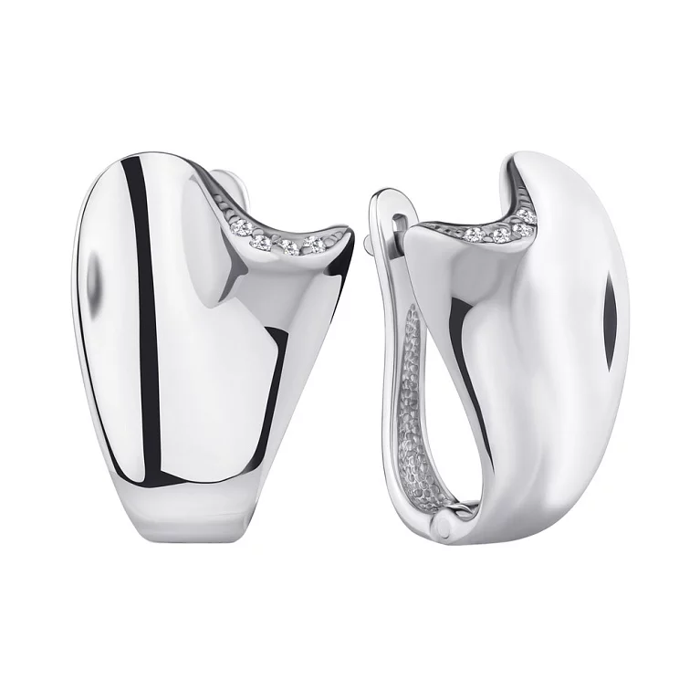 Серебряные серьги с фианитом - 962227