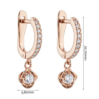 Серьги с подвесом из красного золота и фианитами  - 2214309
