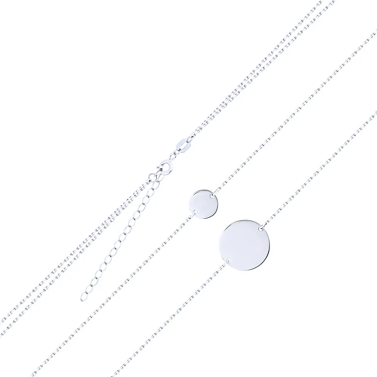 Подвійне кольє з підвісами "Монети" зі срібла у якірному плетінні - 2122279