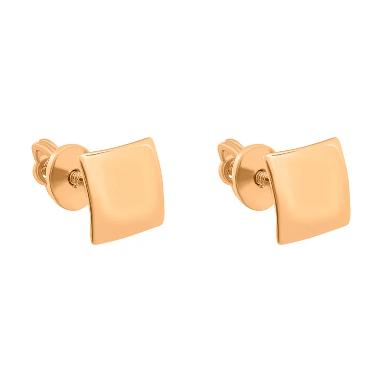 Квадратные сережки-гвоздики из красного золота. Артикул 213347601: цена, отзывы, фото – купить в интернет-магазине AURUM