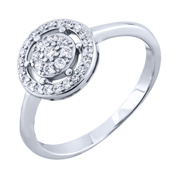 Серебряное кольцо с россыпью фианитов - 2093985