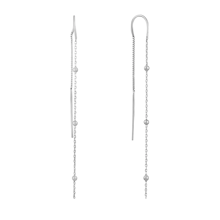 Срібні сережки-протяжки з кульками. Артикул 7502/2128564: ціна, відгуки, фото – купити в інтернет-магазині AURUM