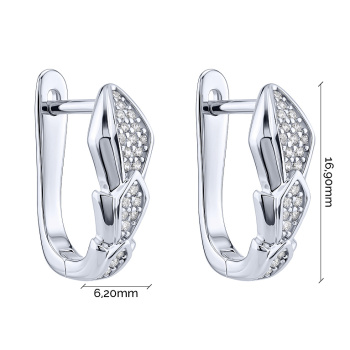 Серьги "Змея" из серебра с фианитами - 2273613