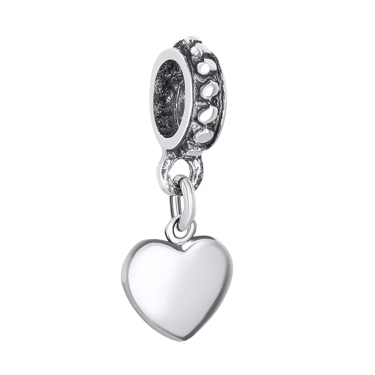 Шарм с подвесом "Сердце" из серебра. Артикул 7903/930-ч: цена, отзывы, фото – купить в интернет-магазине AURUM