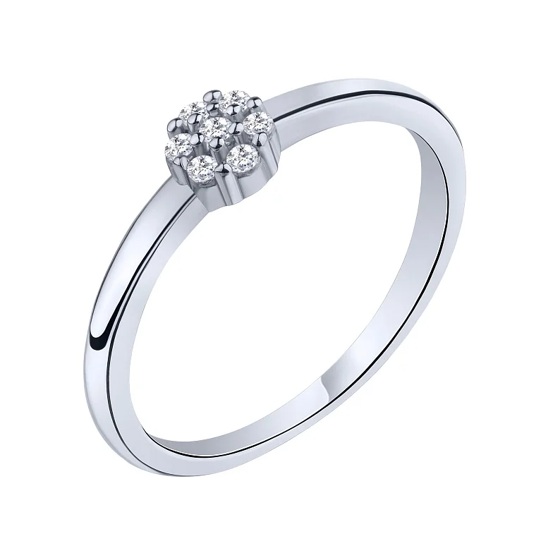 Срібна каблучка "Квітка" з фіанітами  - 2220737