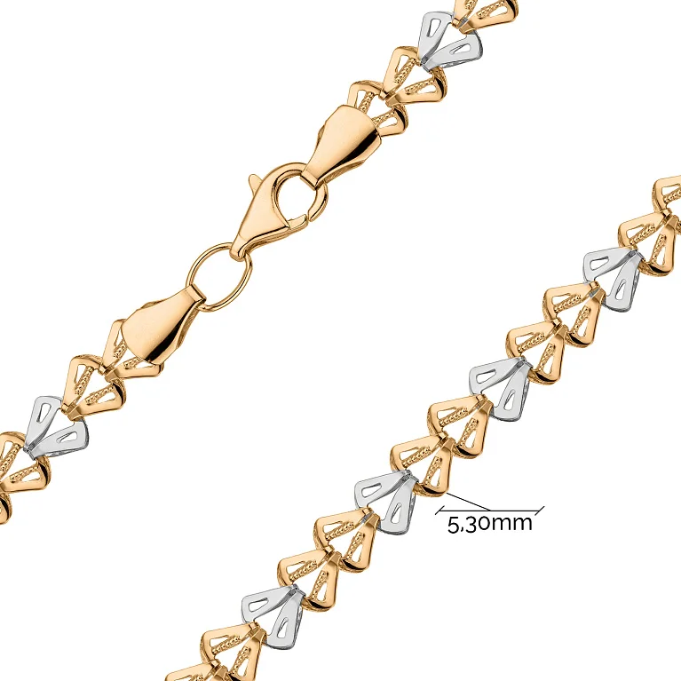 Кольє з комбінованого золота з плетінням фантазія - 1856649