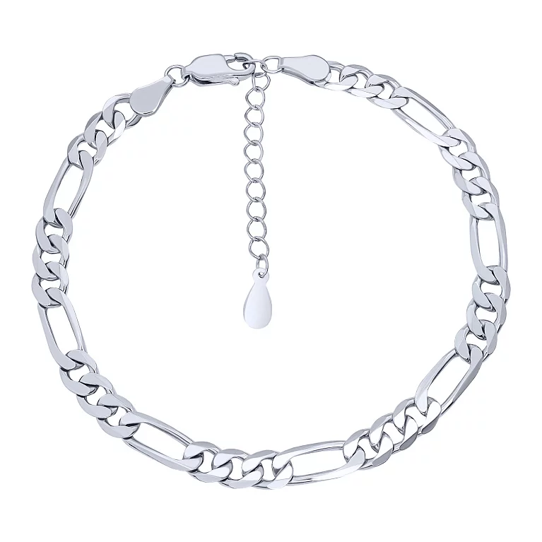 Срібний браслет плетіння фігаро. Артикул 7509/2144434: ціна, відгуки, фото – купити в інтернет-магазині AURUM