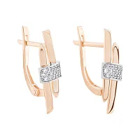 Сережки у комбінованому золоті з розсипом фіанітів - 2142864