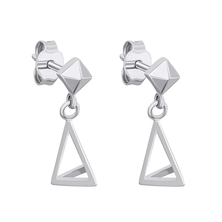Сережки-гвоздики из серебра с подвесными треугольниками. Артикул 7518/ВС-231р: цена, отзывы, фото – купить в интернет-магазине AURUM