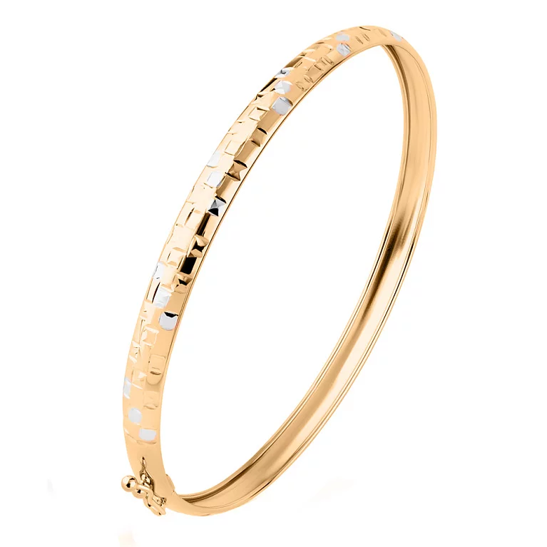 Жесткий браслет с алмазной гранью в комбинированном золоте. Артикул 340503: цена, отзывы, фото – купить в интернет-магазине AURUM