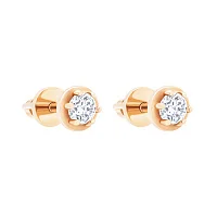 Сережки-гвоздики из красного золота с фианитом - 1748413