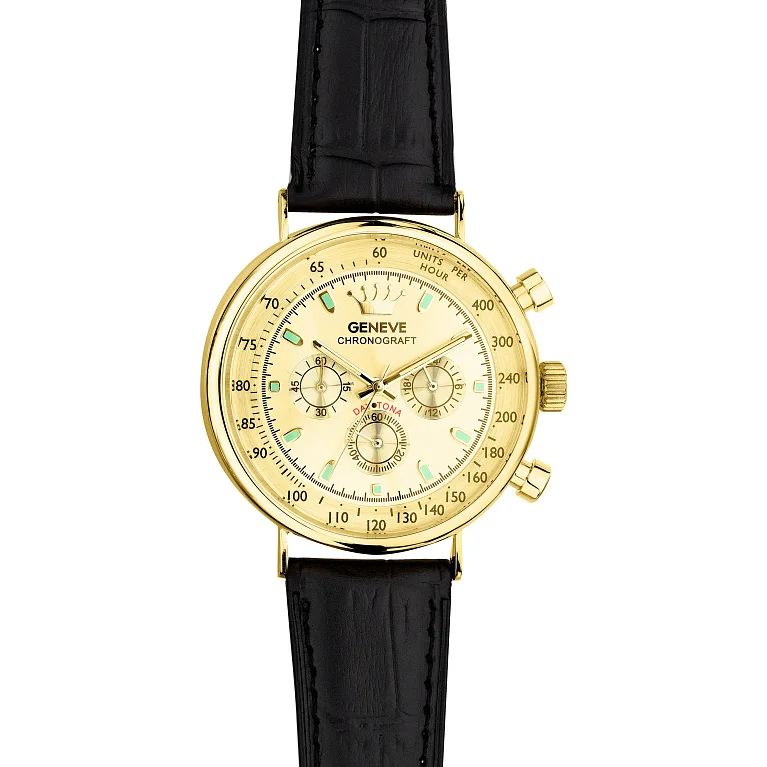Часы "Geneve" наручные из желтого золота с кожаным ремешком - 2181243