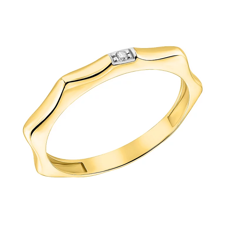 Кольцо из лимонного золота с фианитом. Артикул 155284ж: цена, отзывы, фото – купить в интернет-магазине AURUM
