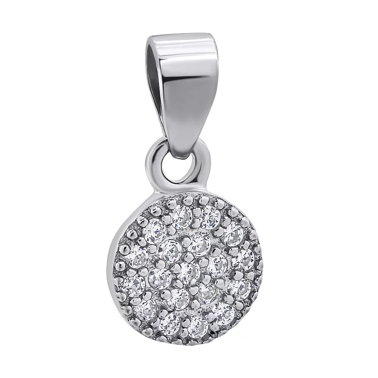 Подвес с фианитами из серебра "Круг" - 1336616