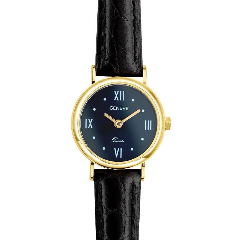 Часы "Geneve" наручные из лимонного золота с кожаным ремешком - 2181274