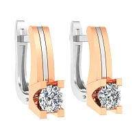 Сережки из комбинированного золота с фианитом - 969788