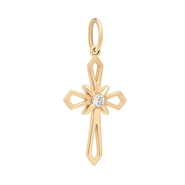 Декоративный золотой крестик с фианитом. Артикул 3110297101: цена, отзывы, фото – купить в интернет-магазине AURUM