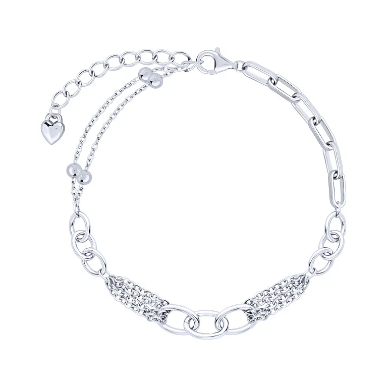 Срібний браслет з кульками з плетінням якір - 2167573