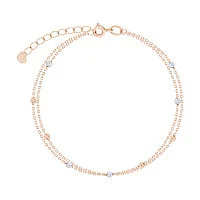 Браслет двойной из комбинированного золота якорного плетения с шариками - 1825511