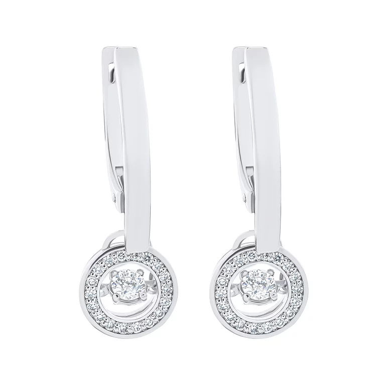 Сережки з білого золота з діамантами . Артикул 2109479202: ціна, відгуки, фото – купити в інтернет-магазині AURUM