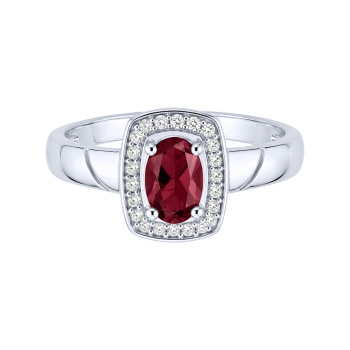 Серебряное кольцо "Квадрат" с рубином и фианитами - 2297425