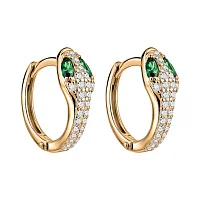 Сережки-кільця "Змія" з червоного золота з фіанітами - 2193417