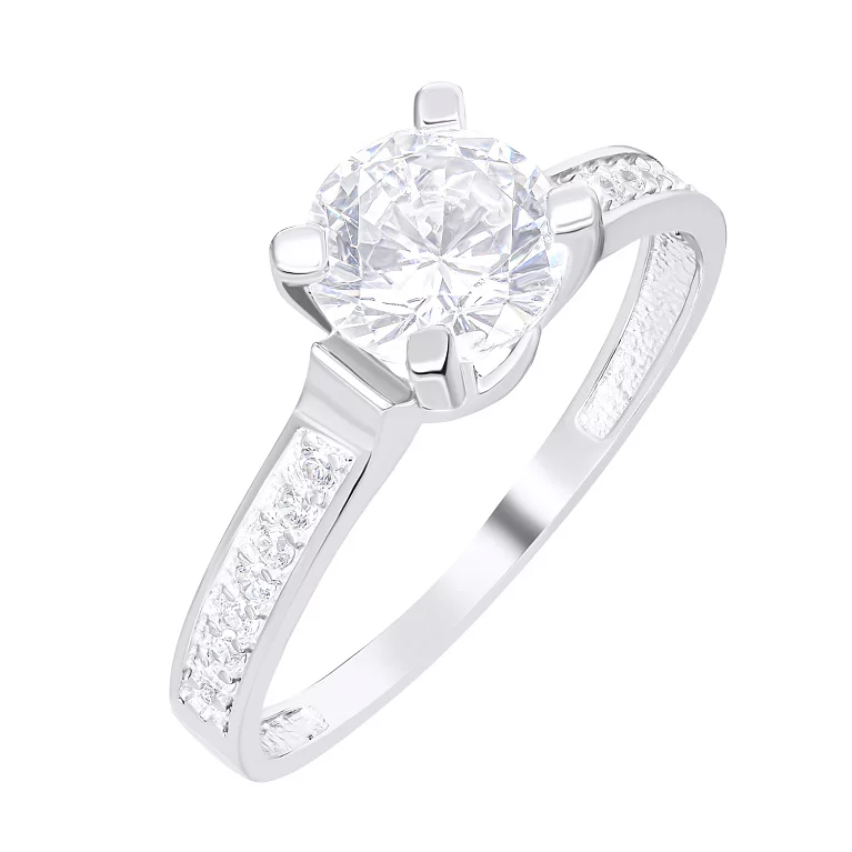 Серебряное помолвочное кольцо с фианитами. Артикул 7501/ЛК-0106р: цена, отзывы, фото – купить в интернет-магазине AURUM