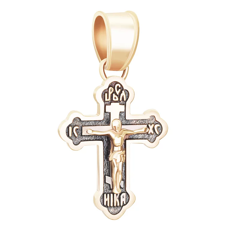 Хрест православний у червоному золоті з чорнінням. Артикул КР284и: ціна, відгуки, фото – купити в інтернет-магазині AURUM
