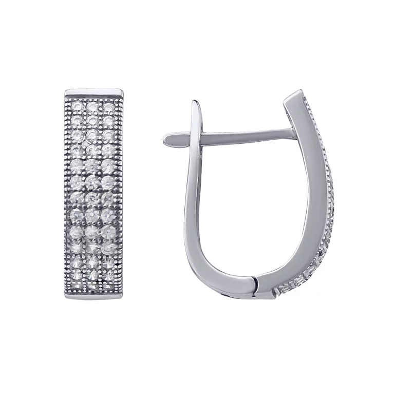 Срібні сережки з фіанітом. Артикул 7502/СК2Ф/203: ціна, відгуки, фото – купити в інтернет-магазині AURUM