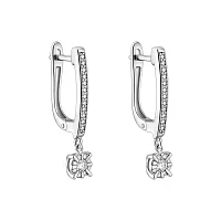 Сережки з білого золота з підвісом і розсипом діамантів - 2182594